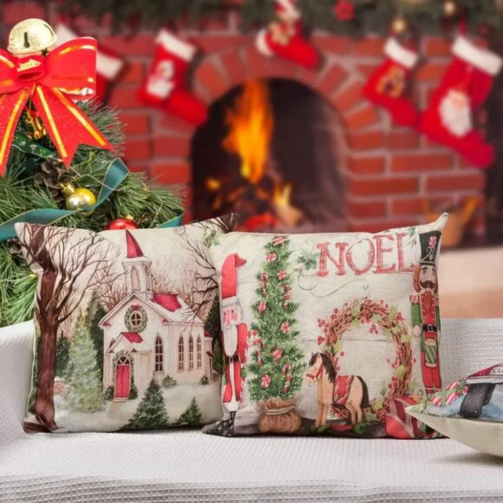 Christmas Decorations Christmas Pillow‎ Cushion Covers 18 x 18 Inches Set of 4